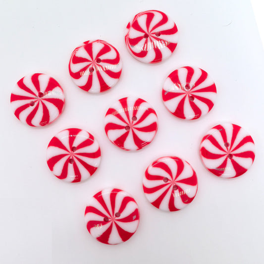 Boutons en résine ronds à deux trous 40L rouge blanc moulin à vent 50PCS