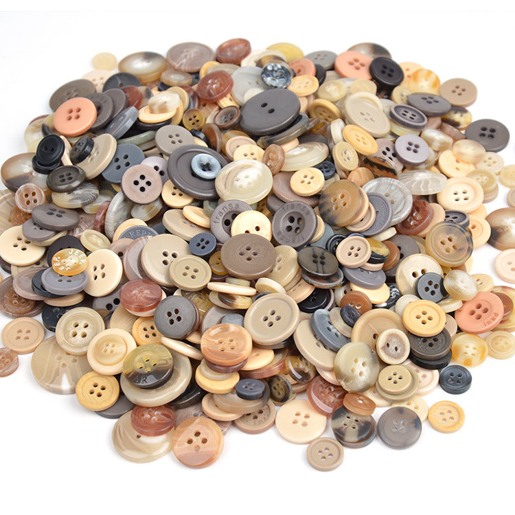 400 Piece Assorted Light Brown and Gray Round Resin Craft Buttons