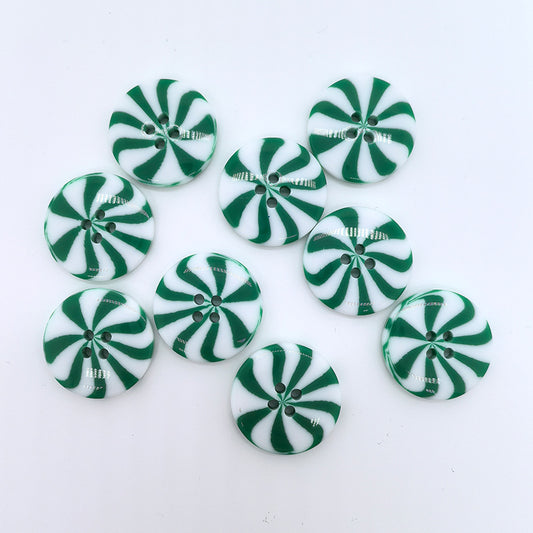 40L 1 POUCE Boutons en résine éolienne verts et blancs 50pcs