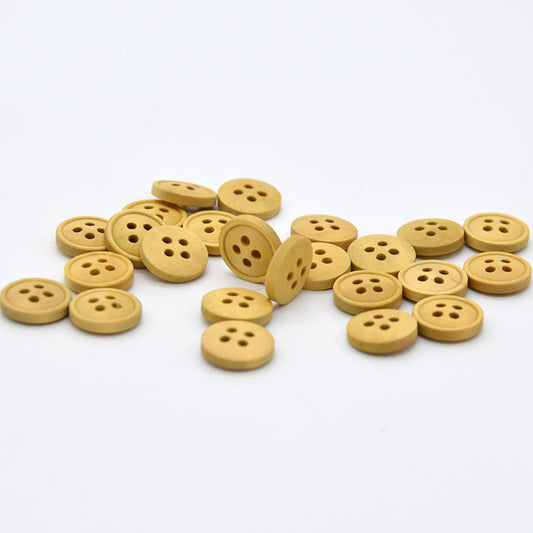 18L Natural Wood Color Round Four-Hole Buttons 100pcs