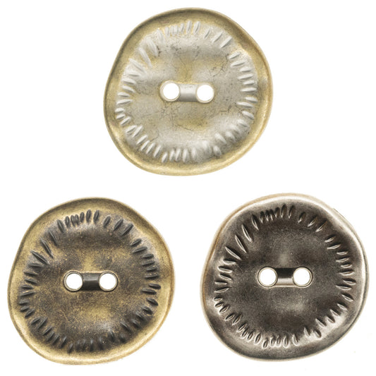 Irregular Antique Zinc Alloy Metal Button 2 Hole,10 Pack