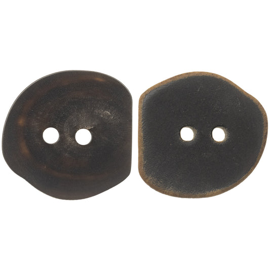 Boutons en corne vintage brûlés noirs irréguliers à deux trous, 10PCS