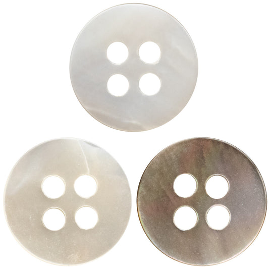 Boutons en coquille de perle naturelle double plate 10/11,5 mm pour robes polo 10 pièces