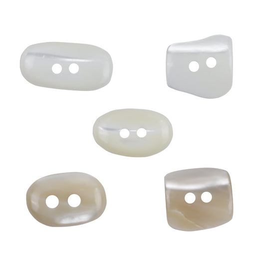 Irregular Oval Creamy White Light Yellow Shell Buttons for Shirts 10pcs