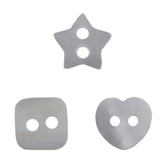 Square Heart Star Shaped Natural Shell Buttons for Children,10pcs