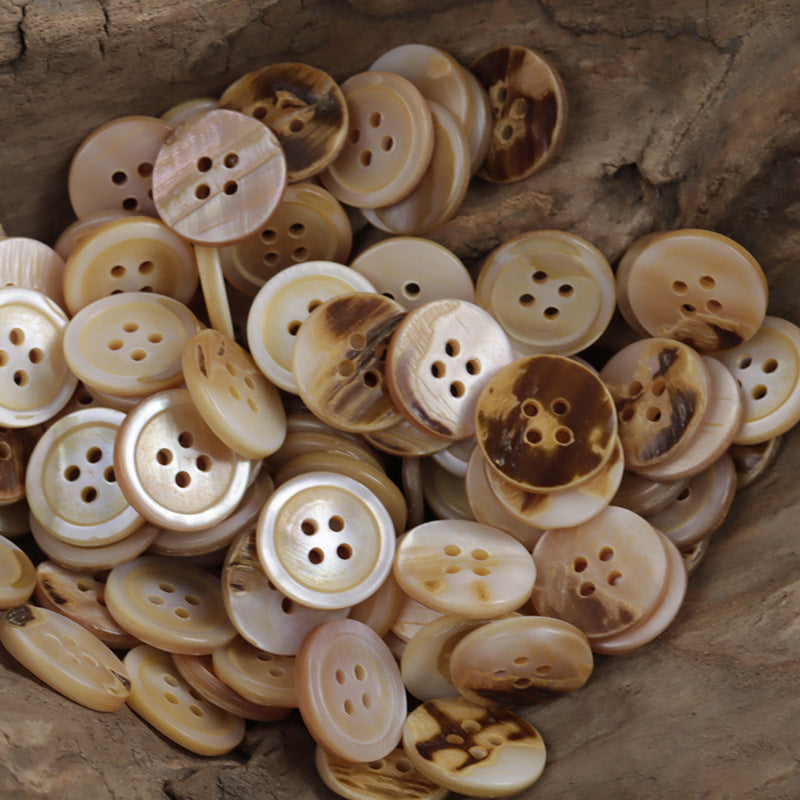 Genuine Irregular Light Beige Shell Buttons 10stk