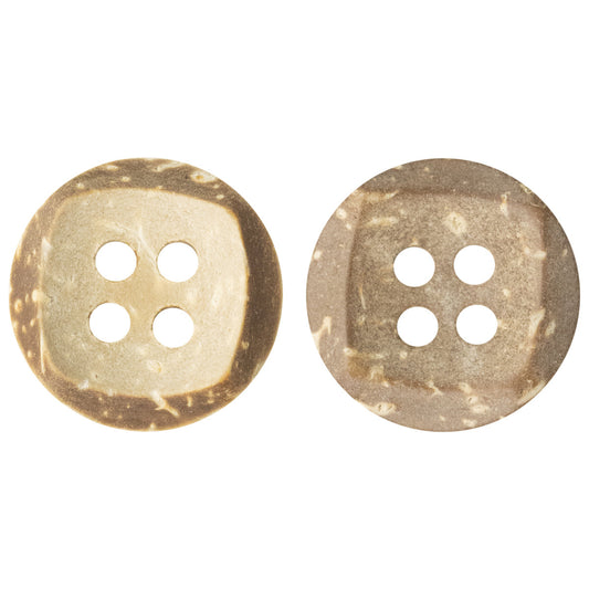 Beige and Khaki Bowl-Shaped Coconut Shell Decorative Buttons 30 Pack