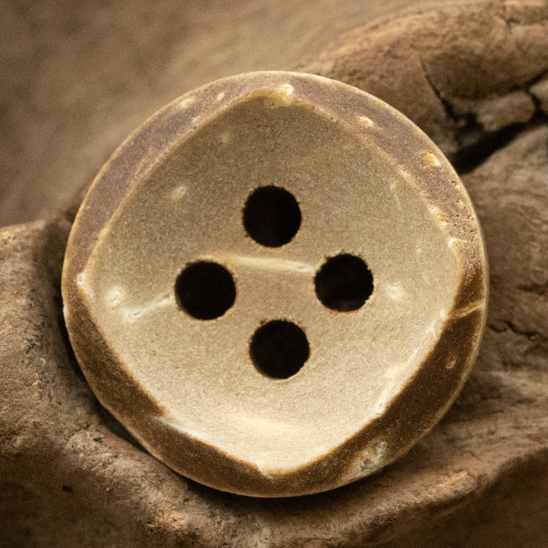 Botões Decorativos em Forma de Tigela de Coco Bege e Caqui - Pacote de 30