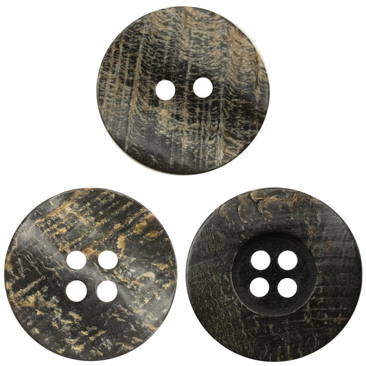 Botones de cuerno negro áspero y desigual de 11.5-30mm 10pcs