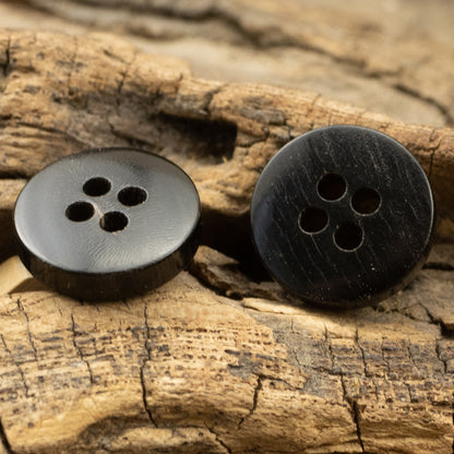 10/11.5/12.5mm Natural Black Genuine Horn Four-Hole Buttons 10pcs