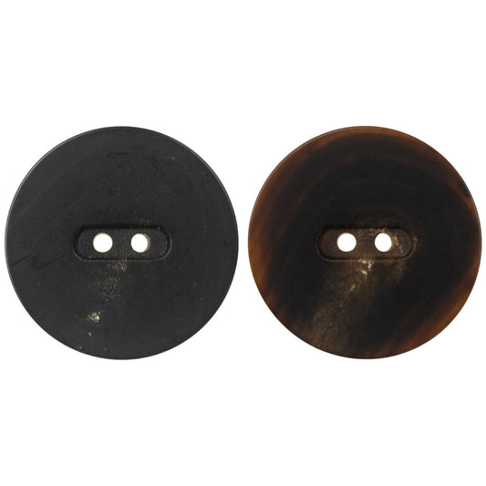 15-28MM Matte Black Flat Two-Hole Horn Buttons 10 Stück