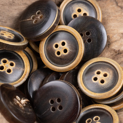 Burnt Coffee Black Genuine Horn Buttons for Wool Suits 10pcs