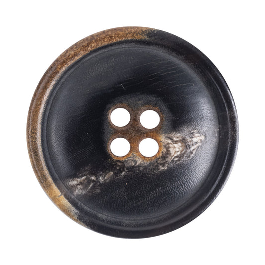 Black Four-Hole Burnt Natural Horn Clothing Buttons,10pcs