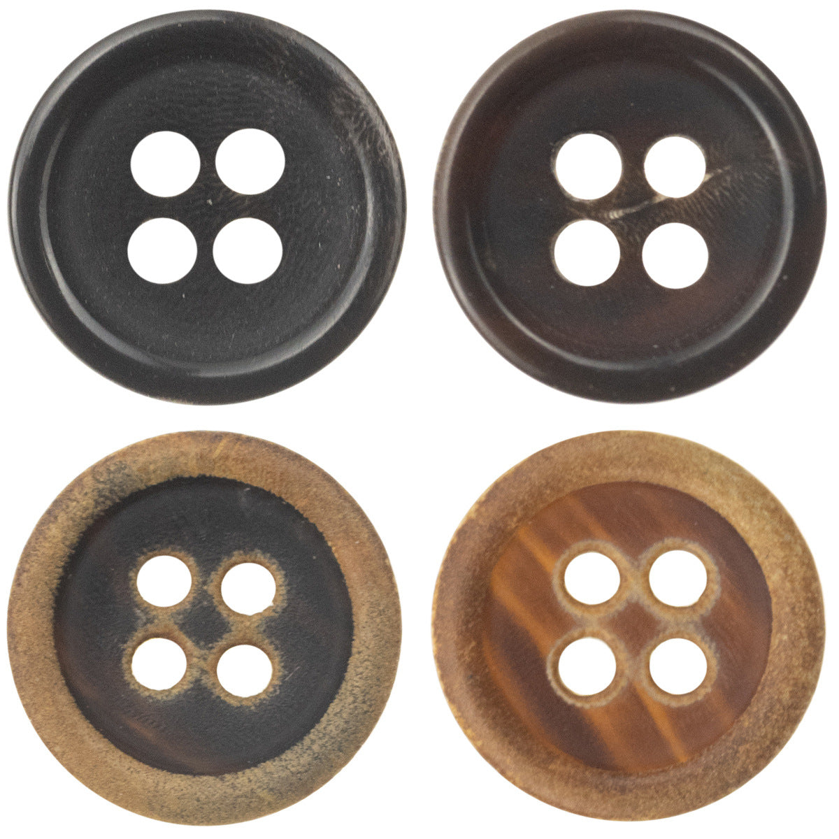 11.5mm Burnt Dark Coffee and Black Horn Buttons for Polo Shirts 10pcs