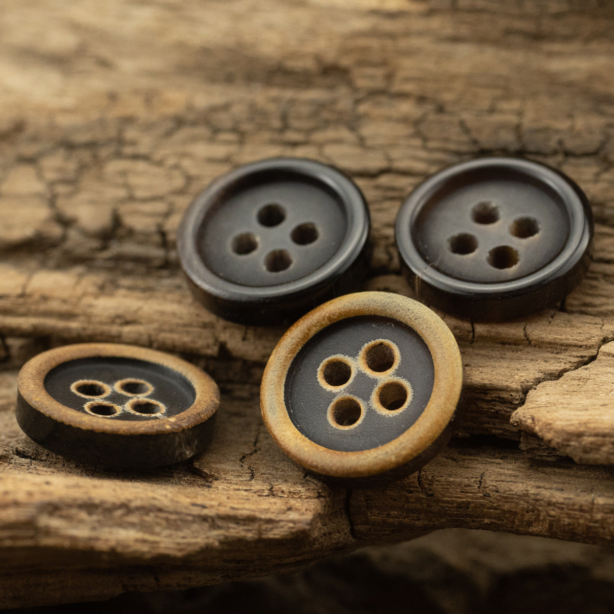 11.5mm Burnt Dark Coffee and Black Horn Buttons for Polo Shirts 10pcs