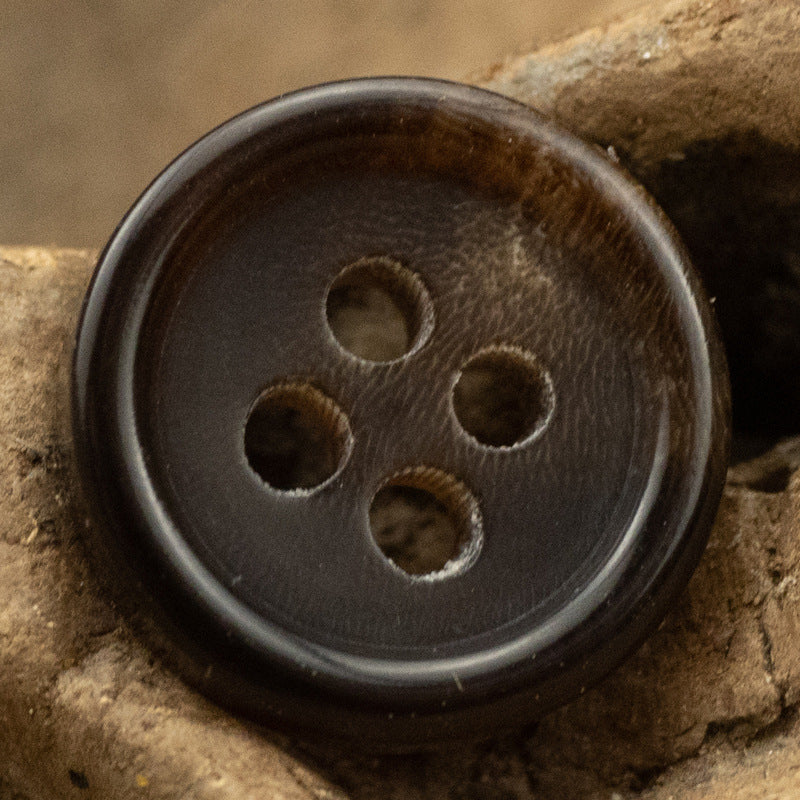 11.5mm Burnt Dark Coffee and Black Horn Buttons for Polo Shirts 10pcs