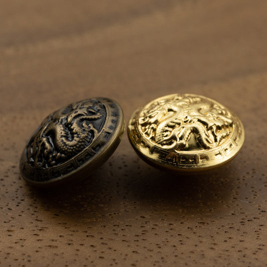 Vintage Chinese Dragon Hollow Brass Metal Shank Button,10pcs