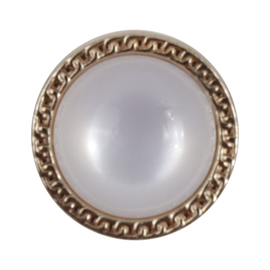 15mm Gold Zinc Alloy Metal Base Button with Inlaid White Resin Pearl 10pcs