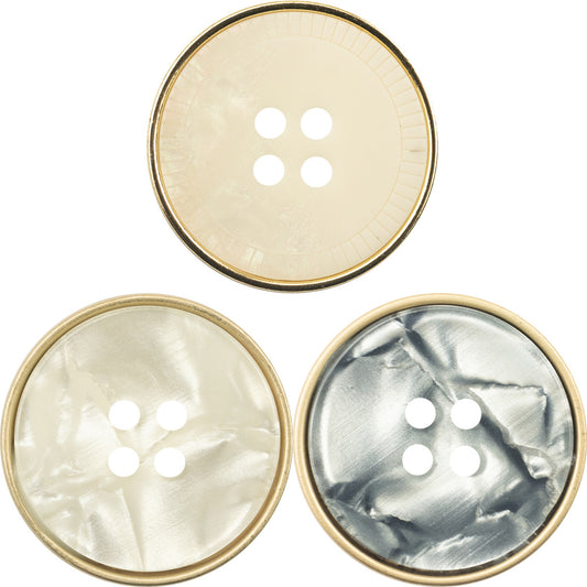 15-28mm Water Ripple White and Light Gray Resin Metal Buttons 10pcs