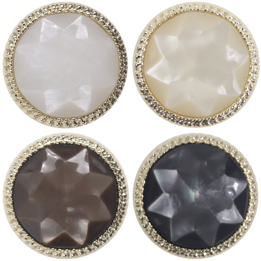 Bouton en métal en résine avec motif en diamant en dentelle dorée de 18-23 mm, 10 pièces