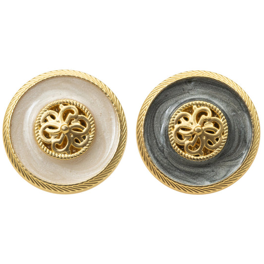 Premium French Retro Golden Metal Base Pearl Glaze Shank Button 10pcs