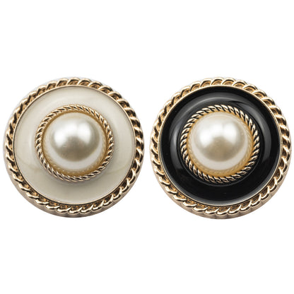 Vintage Black White Pearl Metal Buttons for Lady Coats Dresses 10PCS