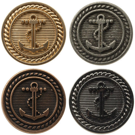 Retro Nautical Anchor Element Metal Buttons for Suits and Coats 5pcs