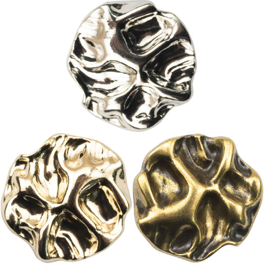 Irregular Surface Wave-Patterned Metal Button with Shank 10pcs