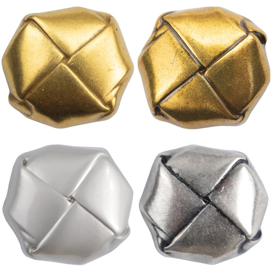 Beret Shaped Gold Silver Lacquered Woven Metal Buttons 10pcs