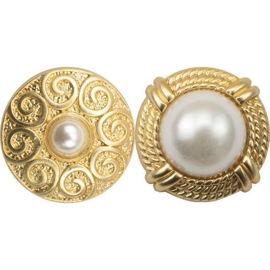 25mm Misty Gold Pearl Metal Button for Luxury Coats 5pcs