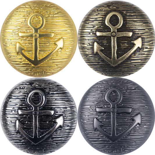 Bouton en métal à motif d'ancre de style vintage marine pour uniforme de cosplay 10 pièces