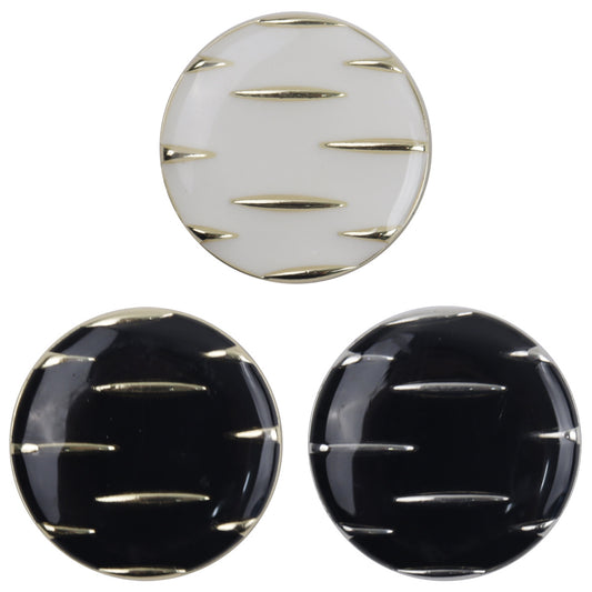 Black and Gold Striped Metal Buttons for Casual Jackets 10pcs