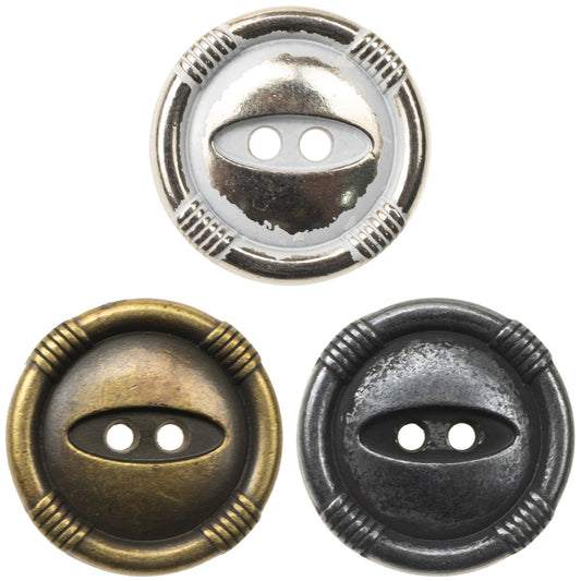 Vintage Bronze Silver Lacquered Cat's Eye Metal Buttons 10pcs