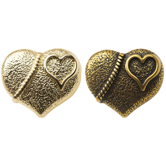 Botones decorativos de metal dorado claro en forma de corazón vintage 10 piezas