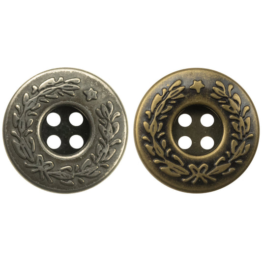 17mm Laurel Element Black Nickel-Colored Metal Buttons 10pcs