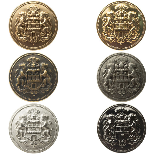 Double Lion Crown Metal Buttons for French Lady's Shiny Silk Coat 6pcs