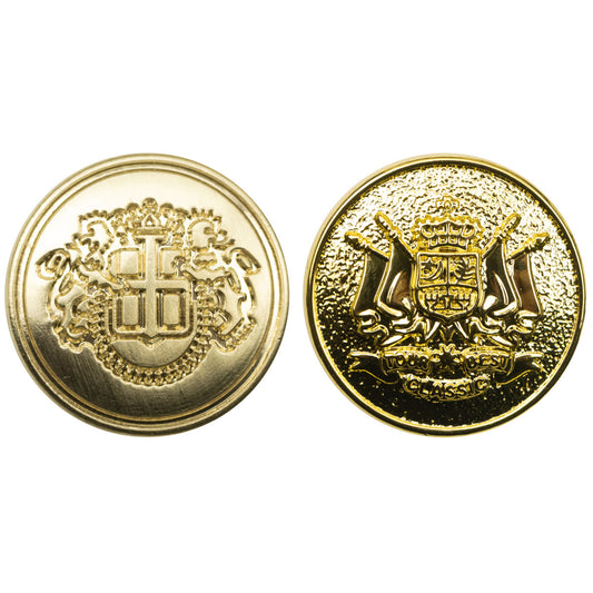 Golden Double Lion Shield Metal Buttons for Japanese School Uniforms 10pcs