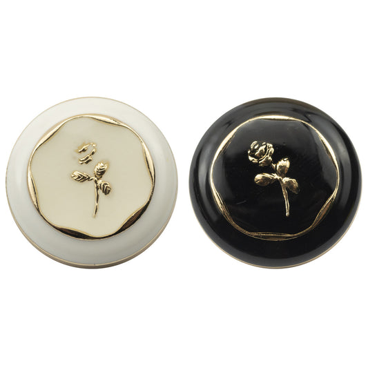 Boutons décoratifs en métal vintage huilé noir et blanc, 10 pièces