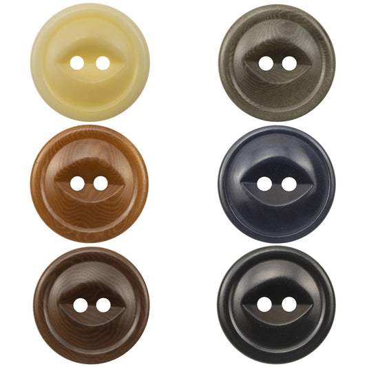 2-Hole Fish-Eye Natural Corozo Tagua Nut Buttons 10pcs