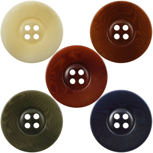 Botones Redondos de Nuez de Tagua Corozo Natural Ripple de 4 Agujeros, 10pcs