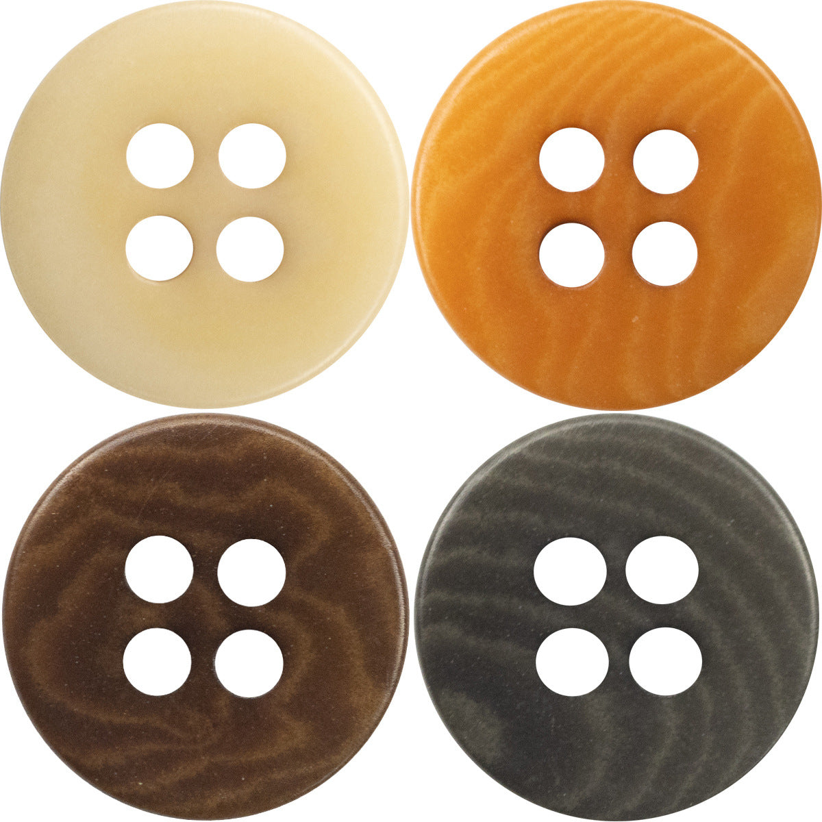 11.5/12.5mm Flat Four-Hole Orange and Gray Fruit Buttons 10pcs