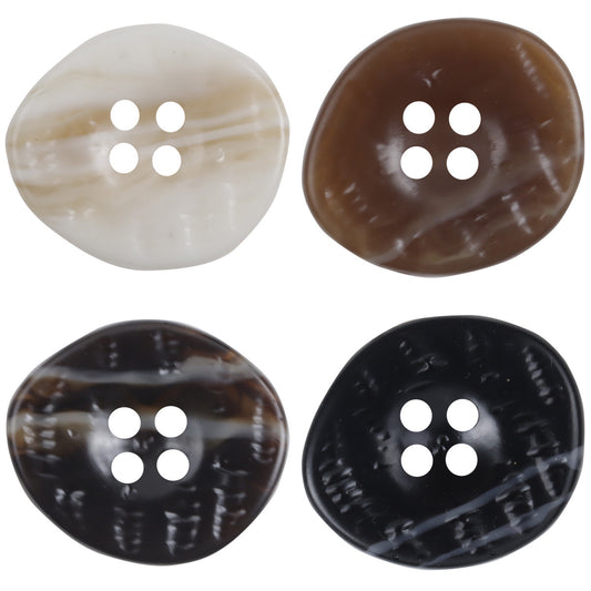 25mm Irregular Coffee Resin Button with Uneven Surface 10pcs