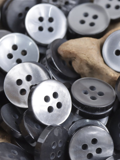 12.5mm Dark Gray and White Resin Buttons for Men's Shirts 100 Pack