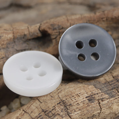 12.5mm Dark Gray and White Resin Buttons for Men's Shirts 100 Pack