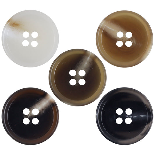 15-30mm Brun Strå Fyrhåls Resin Platt Knappar 50 Pack