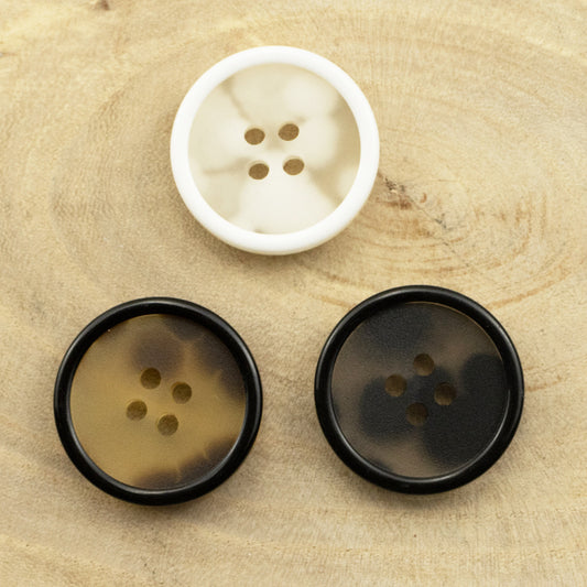 Translucent White and Black Resin Buttons for Sweater Cardigans 30pcs