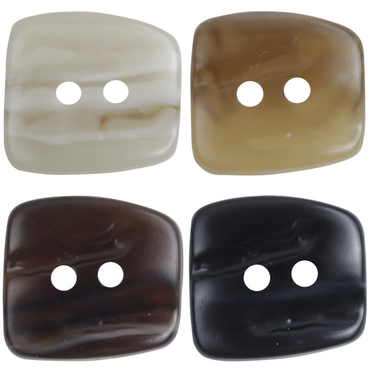 27mm Trapezoidal Uneven Surface Brown Two-Hole Resin Button 10pcs