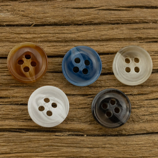 Shiny Translucent Colored Resin Shirt Buttons 100 Pack