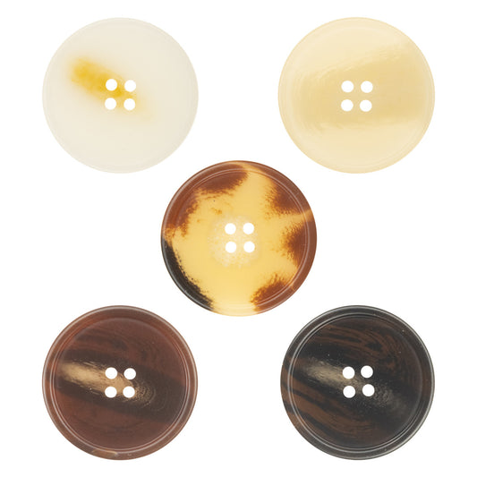 Round Thin-Edged Resin Coat Buttons Imitation Horn Texture 50pcs