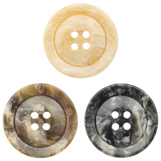 Wide-Brim Marble Texture Milky Coffee-Colored Resin Buttons 20pcs